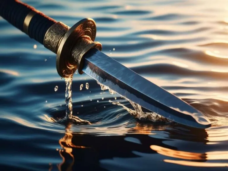 A blade cuts through the current