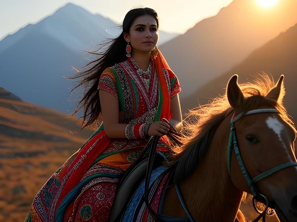Without Opposite: A Philosophical Adventure 2 Saraswathi on a horse in the mountains.