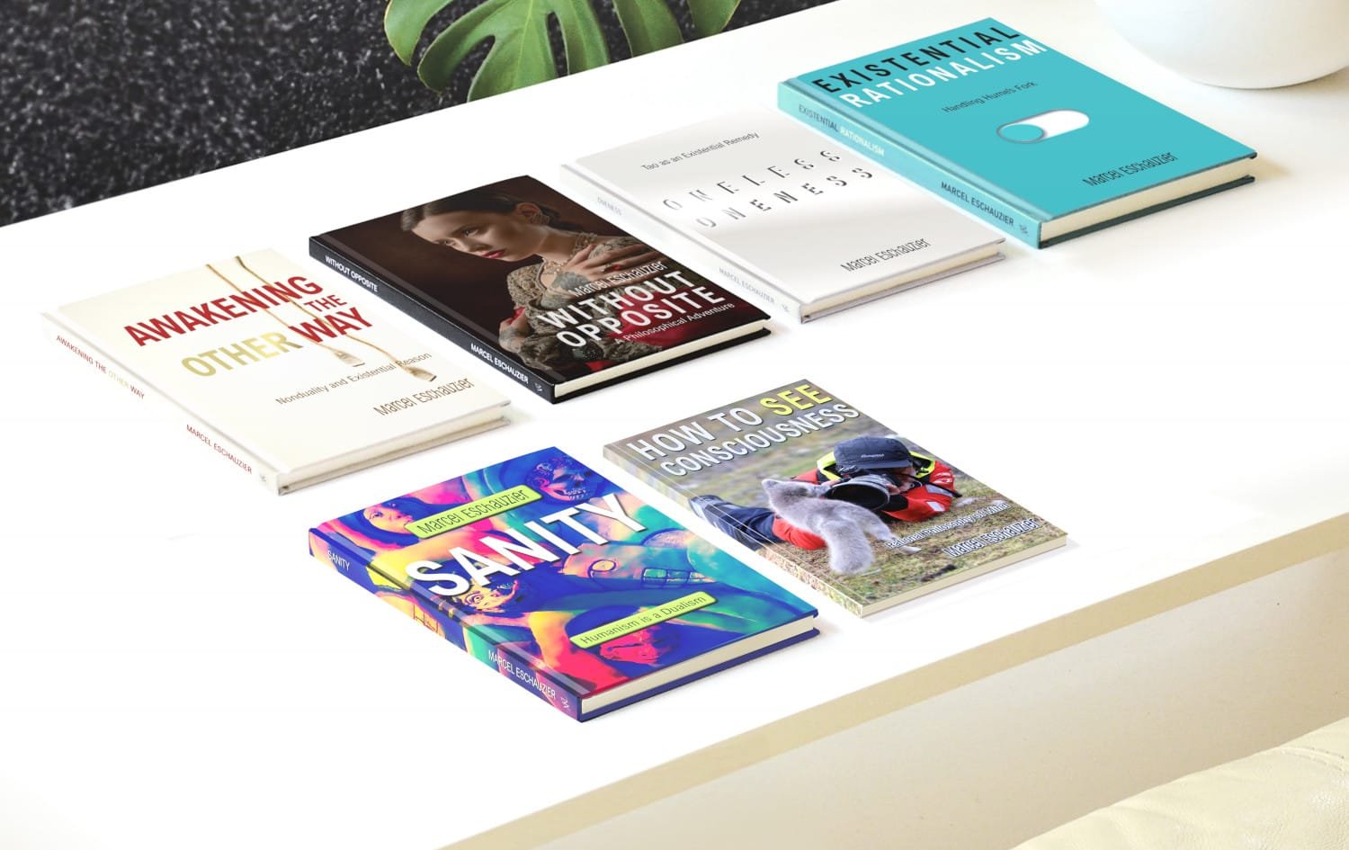 Philosophical book series on a table old