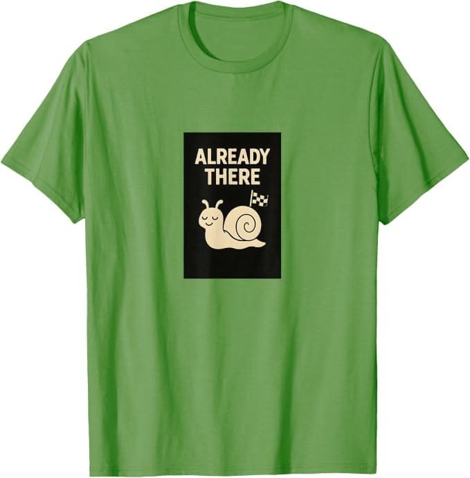 Arrived Home snail design on a Simply Nondual T-shirt
