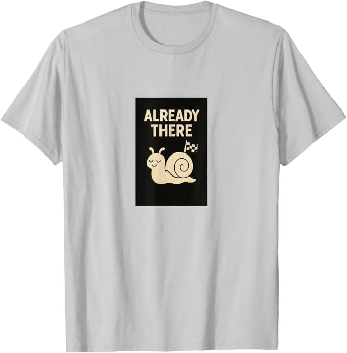 Arrived snail design on a Simply Nondual T-shirt