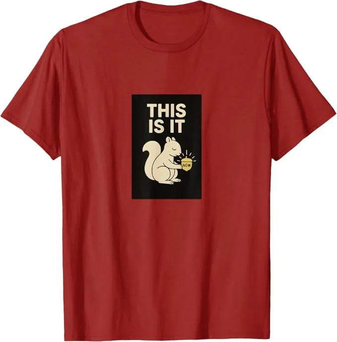 T-shirt featuring a squirrel design with the words “Gift of Present”