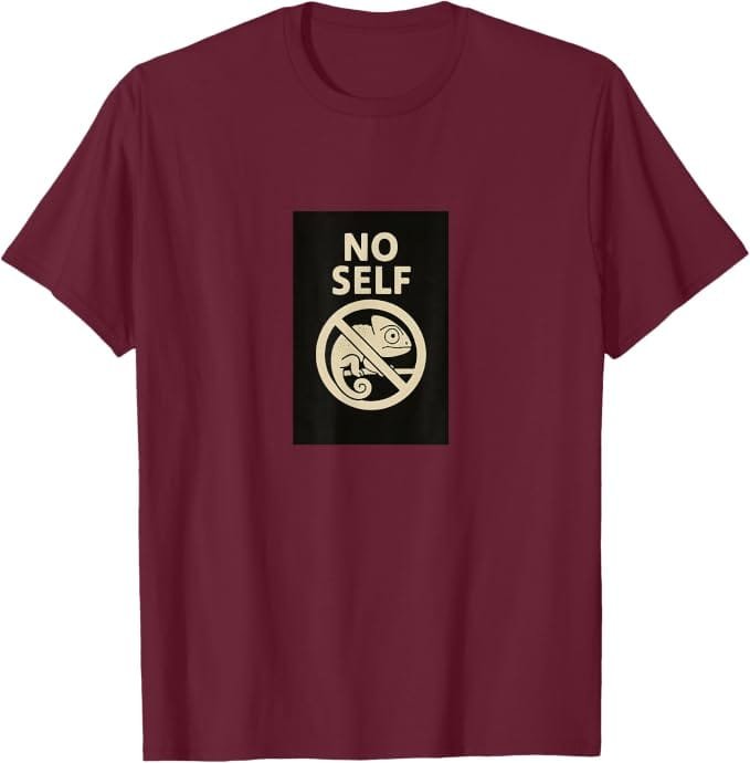 No-self chameleon design on a Simply Nondual T-shirt
