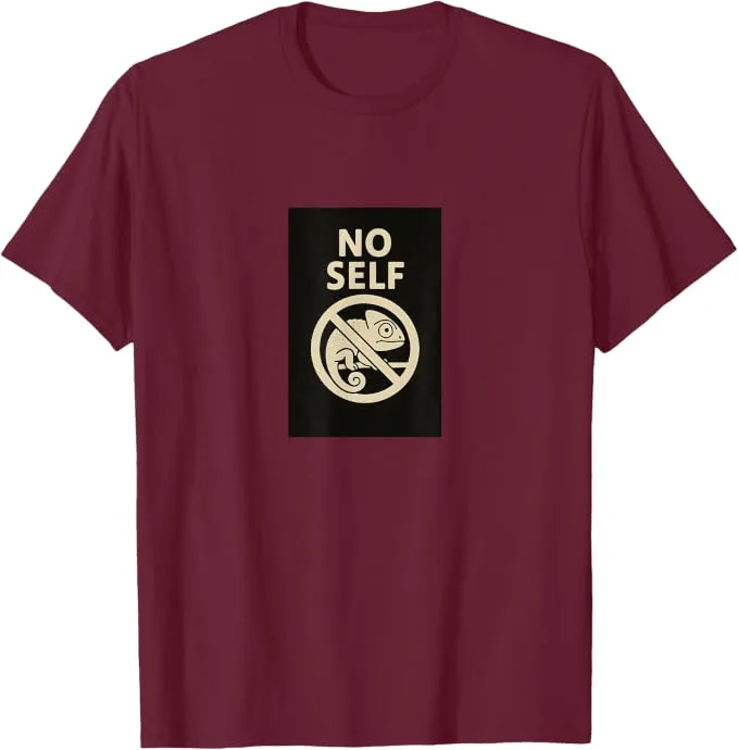 No-self chameleon design on a Simply Nondual T-shirt