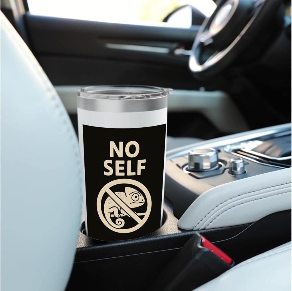 No-self chameleon design on a Simply Nondual tumbler