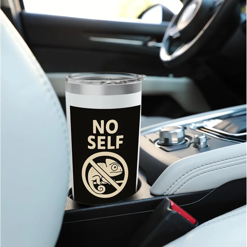 No-self chameleon design on a Simply Nondual tumbler