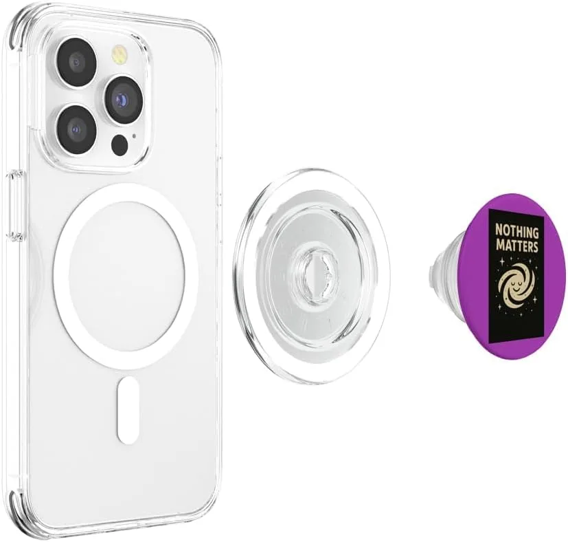 Pop socket featuring a galaxy design with the words “Nothing Matters”