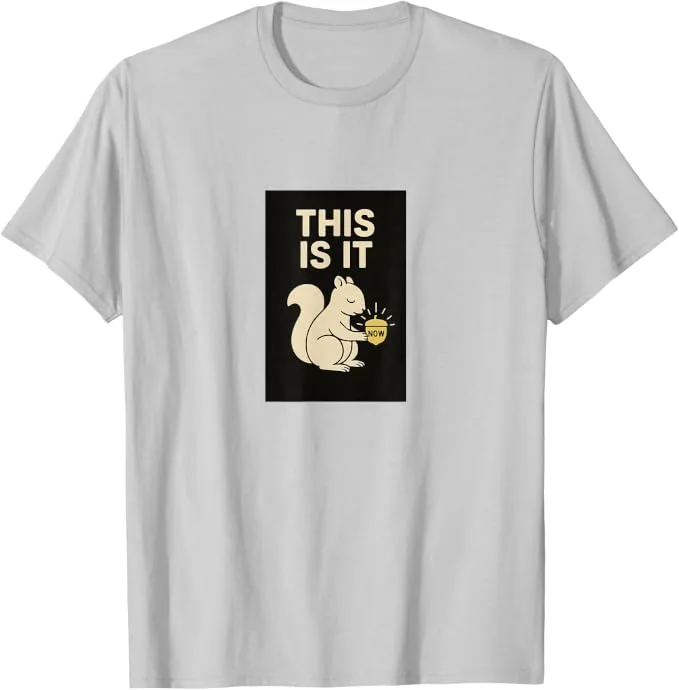 T-shirt featuring a squirrel design with the word “Present”