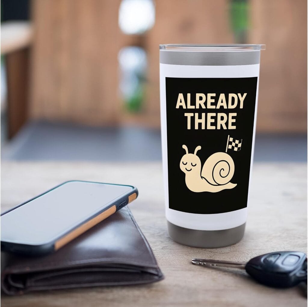 Already there design on a Simply Nondual tumbler
