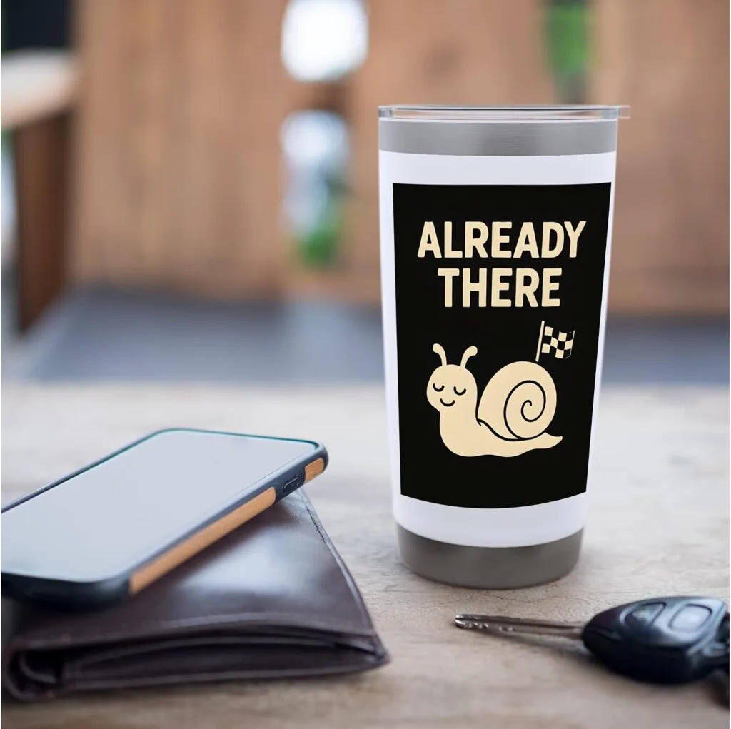 Already there design on a Simply Nondual tumbler
