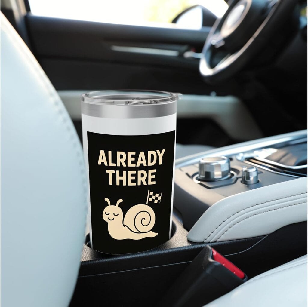 Already there snail design on a Simply Nondual tumbler